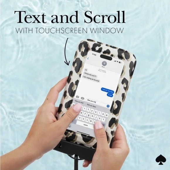 Kate Spade NIB Waterproof Leopard Phone Pouch - Black, Tan, White - Picture 5 of 12